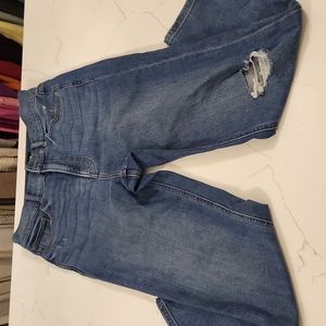 Express Super High Rise Distressed Mom Jean